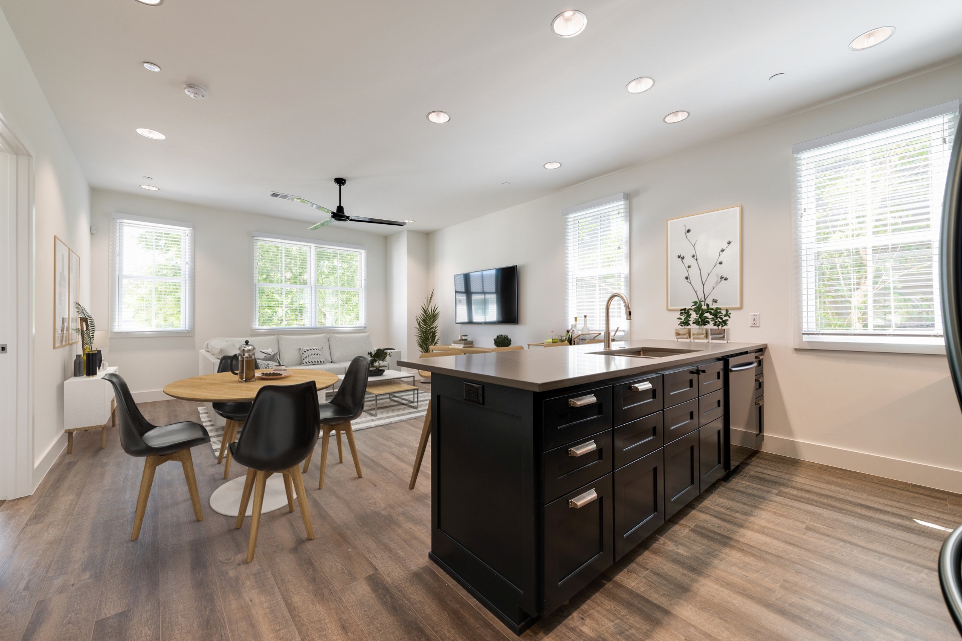 Unit 1-2 kitchen island and dining